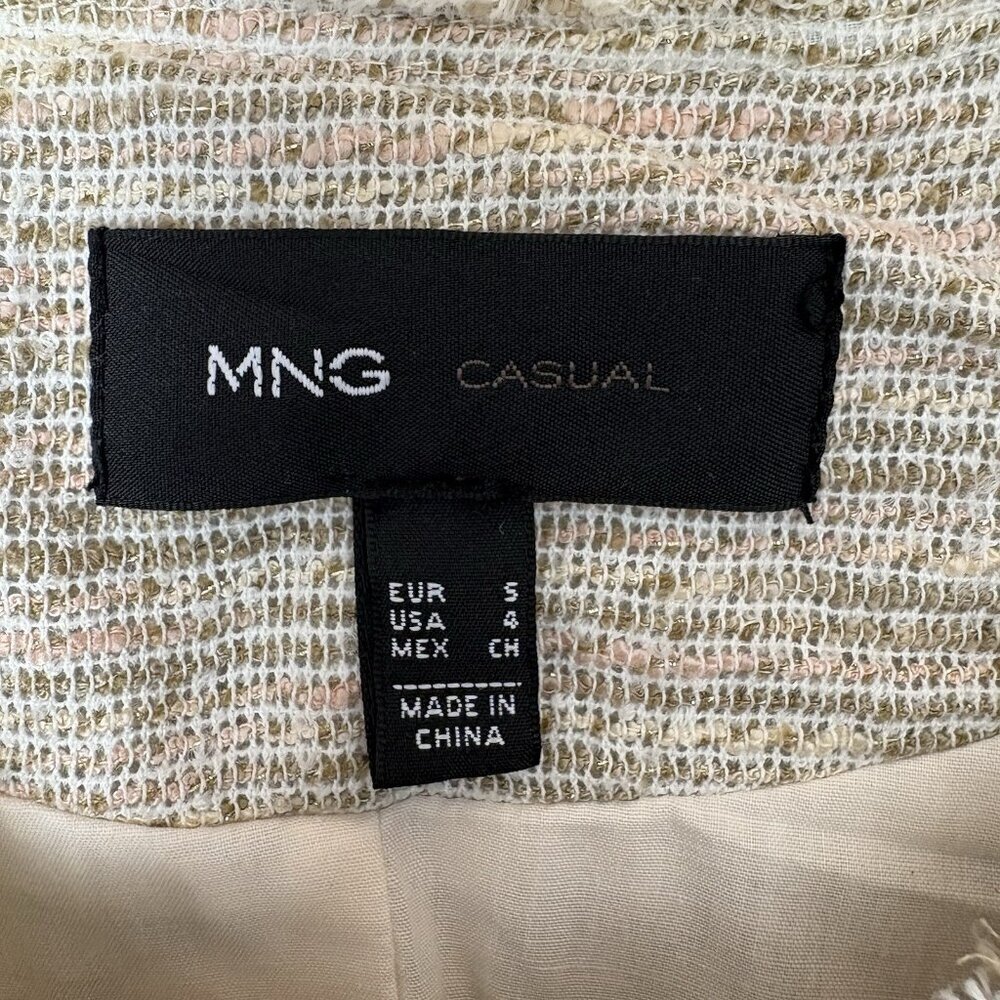 MNG Casual Women's Jacket Size 4 Beige Full Zip Lined Pockets Long Sleeves EUC - Picture 13 of 14